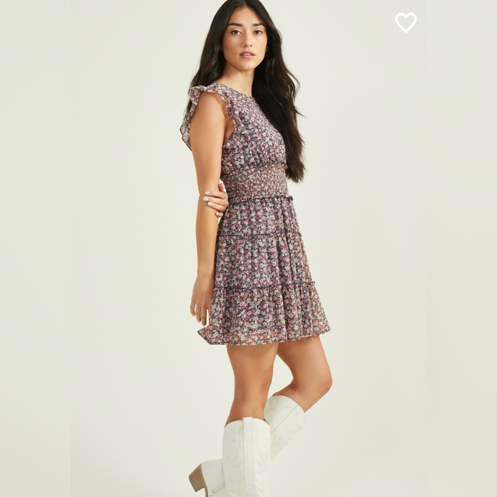 NWT Altar’d State Dominique Floral Mini Dress Navy Small